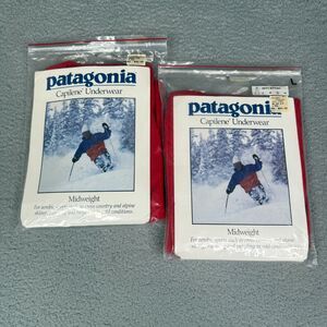 VTG 80s Patagonia Capilene Underwear Mens L Red Midweight Base Layer Top Pants
